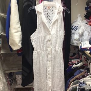 Button up white lace dress